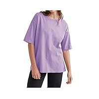 Caliph Impex Women’s Short Sleeves 100% Cotton Over-Sized Crew Neck T-Shirt Purple