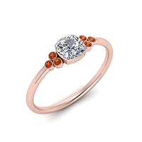 Choose Your Gemstone Petite Bezel Set Diamond CZ Ring rose gold plated Cushion Shape Petite Engagement Rings Matching Jewelry Wedding Jewelry Easy to Wear Gifts US Size 4 to 12