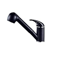 2 Functions Kitchen Sink Faucet Contemporary Single Handle Brass Pull Out Black Kitchen Faucet with Pull Down Sprayer, Easy to Install