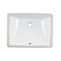 Rectangular 20 x 15 Ceramic Undermount Bathroom Sink Vanity White