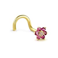 Women's 14K Yellow Gold Nose Stud Ring 4.5Mm Christina Flower Cluster