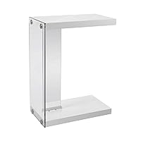 Monarch Specialties , C Table - Tempered Glass Accent Table, Glossy White C-Table