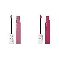 Super Stay Matte Ink Liquid Lipstick Pathfinder Berry Pink and Revolutionary Light Mauve Pink, 16H Wear, 1 Count Each