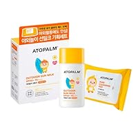 ATOPALM Outdoor Sun Milk with Pure Cleansing Pads Set, Waterproof Baby Kids Sunscreen, SPF50+ PA+++