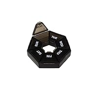 Weekly Pill Organizer and Planner, Travel Pill Planner, 7-Sided, Black (67009BKAMT)