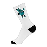 Retro Robot Socks - Funny Novelty Socks - Robotics Crew Socks