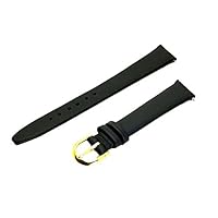 13mm Black Thin Genuine Leather Watch Band