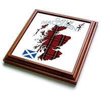 3dRose Outline of Scotland with The MacQueen Clan Family Tartan. - Trivets (trv-380112-1)