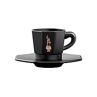 Bialetti Octagonal Cups, Set of 4, Matte Black and Rose Gold, 75 ml, Not Dishwasher Safe