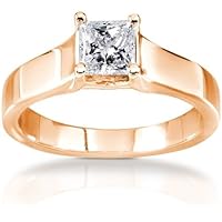 Glorious Cathedral Solitaire Wedding Ring Half Carat Princess Cut Diamond on 10k Gold