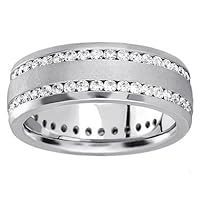 2.00 ct TW Men's Round Cut Diamond Eternity Wedding Band In Channel Setting in Platinum