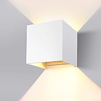 LED Aluminum Waterproof Wall Lamp, Up and Down Outdoor Wall Lights Adjustable, 12W 3000K Modern Wall Sconces, Warm Light