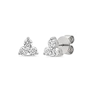 Created Round Cut White Diamond 925 Sterling Silver 14K White Gold Over Diamond 3 Stone Trio Stud Earring for Women's & Girl's