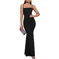 Satin Prom Dresses for Women Mermaid Dresses for Wedding Guest Formal with Ruched