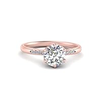 Choose Your Gemstone Tapered Diamond CZ Engagement Ring Rose Gold Plated Round Shape Side Stone Engagement Rings Minimal Modern Design Birthday Gift Wedding Gift US Size 4 to 12