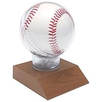 All Star Baseball Holder on Cherry Base Trophy - 4.5 Inch | Game Ball Display Case Award - Engraved Plate on Request - Decade Awards