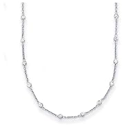 14k White Gold Diamond Stations Necklace 18 Inch Measures 2.7mm Wide Jewelry for Women