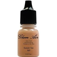 Airbrush Makeup Foundation Matte Finish M9 Sunset Tan Water-based Makeup Long Lasting All Day Without Smearing Running, Fading or Caking 0.25 Oz Bottle By Glam Air