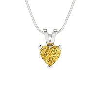 Clara Pucci 0.6 ct Heart Cut Genuine Yellow Simulated Diamond Solitaire Pendant Necklace With 16