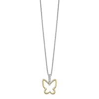 8mm 14k Two tone Gold Diamond Butterfly Angel Wings Necklace Jewelry for Women