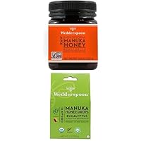 Raw Premium Manuka Honey KFactor 16 (8.8 Oz, Pack of 1) and Manuka Honey Drops Eucalyptus & Bee Propolis (20 Count, Pack of 1) - Genuine New Zealand Honey, Perfect Remedy For Dry Throats