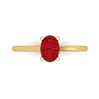 Clara Pucci 1.0 carat Oval Cut Solitaire Simulated Ruby Proposal Wedding Bridal Anniversary Ring 18K Yellow Gold