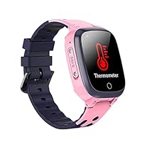 HANDA 4G Kids Smart Watch with Full HD Touch Screen Video Call,Voice Chat,Body Temperature Thermometer,Camera,Alarm,SOS IP67 Waterproof WiFi GPS Location Tracker Children Smart Watches for Kids (Pink)