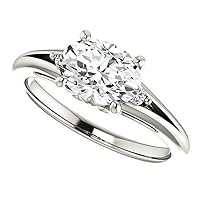 JEWELERYN 1 CT Oval Colorless Moissanite Engagement Ring for Women/Her, Wedding Bridal Ring Sets, Eternity Sterling Silver Solid Gold Diamond Solitaire 4-Prong Set for Her