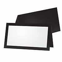 Black Place Cards - Flat or Tent - 10 or 50 Pack - White Blank Front with Solid Color Border - Placement Table Name Seating Stationery Party Supplies - Occasion or Dinner Event (50, Tent Style)