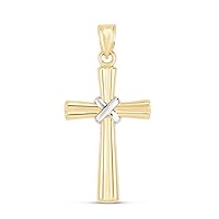 14ct Yellow White Gold Shiny Fancy Religious Faith Cross Pendant Necklace Jewelry for Women