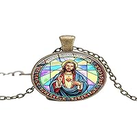 Christian Jesus Faith Jesus Glass Art Picture Necklaces Pendants Men Women Jewelry