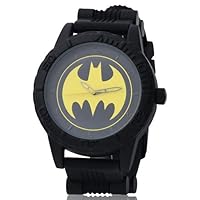 Accutime DC Comics Batman Adult Men's Analog Watch - Silicone Strap, Large Glass Dial Face, Mattle Case, Male, Analog Wrist Watch in Black (Model: BAT9354AZ)