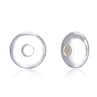 10pcs Adabele Authentic 925 Sterling Silver 6mm (0.24 Inch) Saucer Rondelle Spacer Loose Beads for Jewelry Making SS52-AA