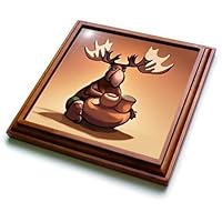 3dRose Cute Funny Moose Making Pottery with Clay and Throwing Pottery - Trivets (trv-385322-1)