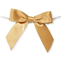 Pre-Tied Satin Bows, 7/8-inch, 12-Count, Gold