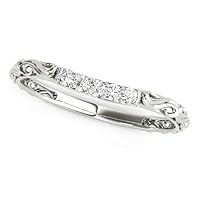 14k White Gold Antique Style Curved Diamond Wedding Band (1/10 cttw) 6 / White Gold