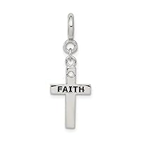 Saris and Things 925 Sterling Silver Cubic Zirconia Faith Cross Clip-on Charm Pendant
