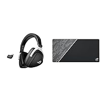 ASUS ROG Delta S Wireless Gaming Headset and Sheath Black Mouse Pad Bundle, 50mm Drivers, 35.4 x 17.3 Inches