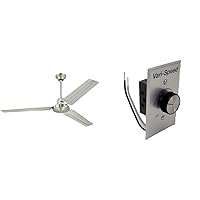 Westinghouse Lighting Westinghouse 7861400 Industrial 56-Inch Three Indoor Ceiling Fan, Brushed Nickel Steel Blades & Fantech WC 15 Speed Control with On-Off Switch, 115V, 5 Amp
