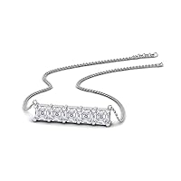 0.75 Ct Asscher Cut White CZ Diamond Pendant for Women's In 14K White Gold Plated 18
