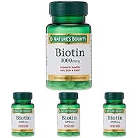 Biotin, Vitamin Supplement, Supports Metabolism for Cellular Energy and Healthy Hair, Skin, and Nails, 1000 mcg, 100 Tablets (Pack of 4)