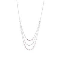 925 Sterling Silver 16 3 Row Pink Tourmaline and Rainbow Celestial Moonstone Necklace 16 Inch Three 17 Inch 18 Inc Jewelry for Women