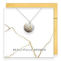 Beautifully Broken, Kintsugi Necklace & Card, Healing Encouragement Recovery Gift