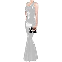 Sexy Glossy PVC Sleeveless Mermaid Maxi Dress Elegant Sheath Long Dresses for Women Bodycon Dress