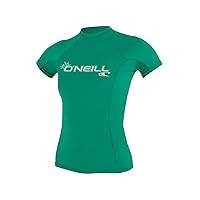 O'Neill Women's Basic Skins UPF 50+ Short Sleeve Rash Guard, Seaglass, M