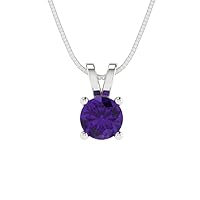 Clara Pucci 0.50 ct Brilliant Round Cut Genuine Natural Amethyst Solitaire Pendant Necklace With 16