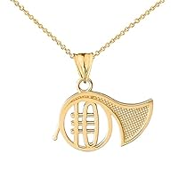 FRENCH HORN PENDANT NECKLACE IN YELLOW GOLD - Gold Purity:: 14K, Pendant/Necklace Option: Pendant Only