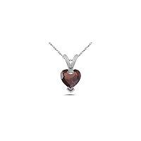 0.87 Cts 6 mm AA Heart Garnet Solitaire Pendant in 14K White Gold