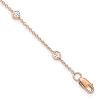 1.2mm True Origin 14k Rose Gold 3/8 Carat Lab Grown Diamond SI D E F 7 Station Bracelet 7 Inch Jewelry Gifts for Women
