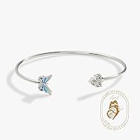 Alex and Ani AA743423SS,Butterfly and Crystal Flex Cuff,Shiny Silver,Blue, Bracelets